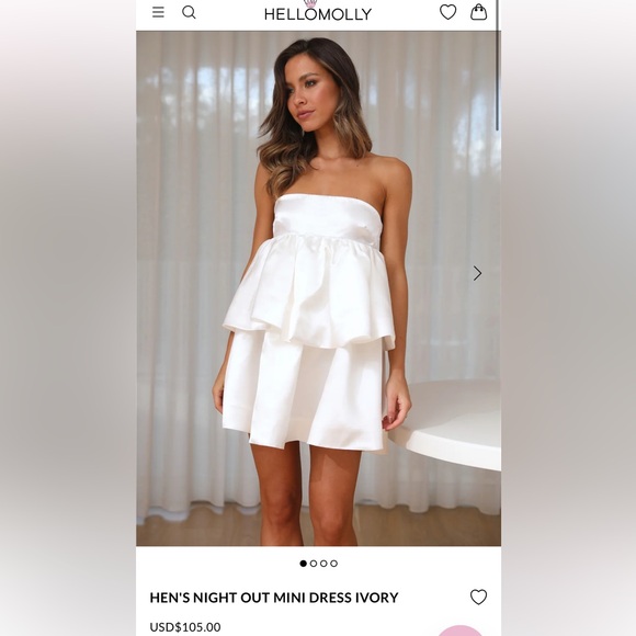 Hello Molly Hens Night Out Mini Dress Ivory - Picture 1 of 5